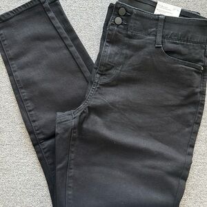 Nine West Mid Rise Stretch Skinny Jeans Black Sz 14 Tummy Control NWT